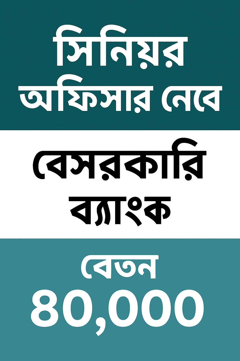 সিনিয়র অফিসার নেবে বেসরকারি ব্যাংক, বেতন ৪০,০০০